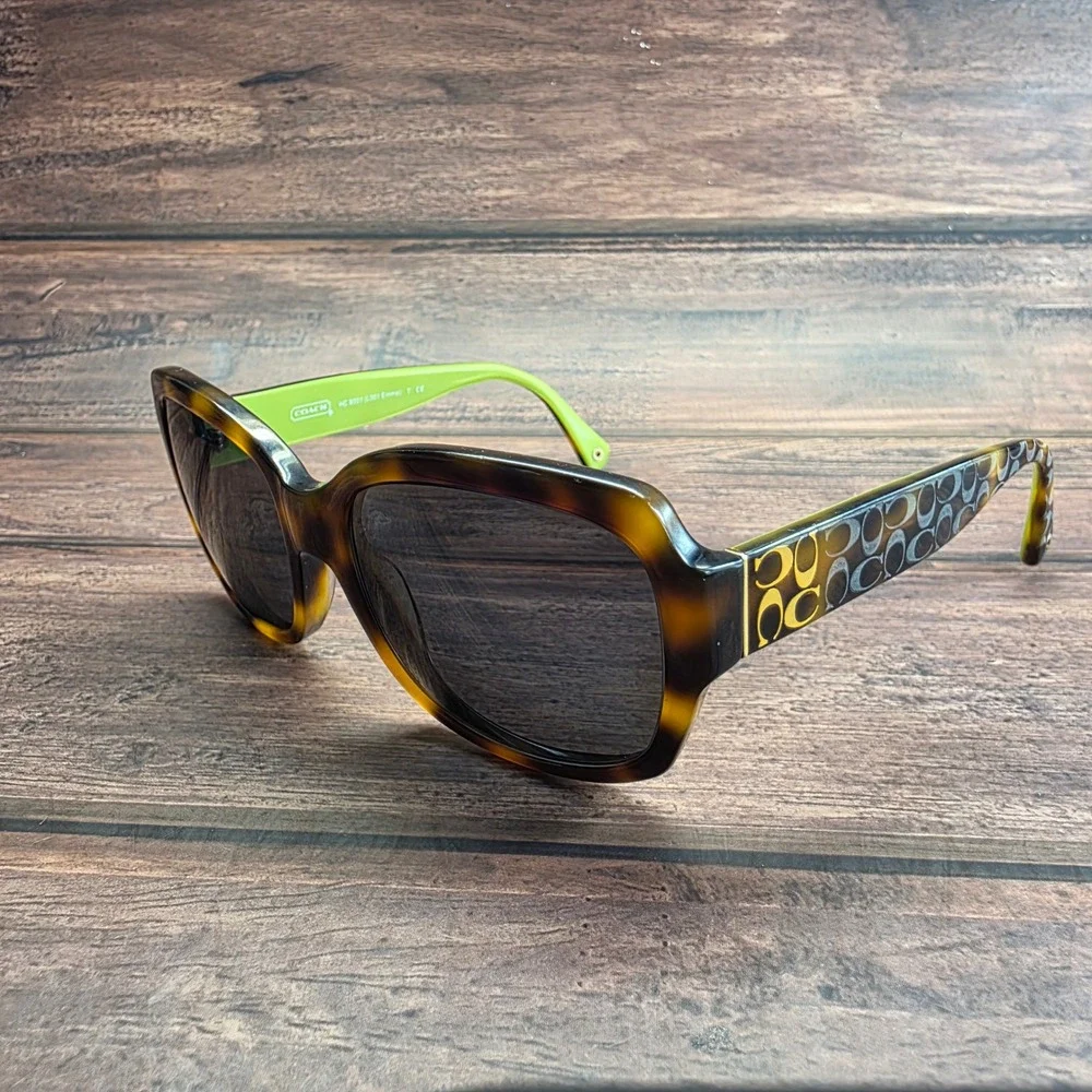 Coach HC 8001 L001 Emma Sunglasses Tortoise Lime Green 5052/13 57-17-135 Square